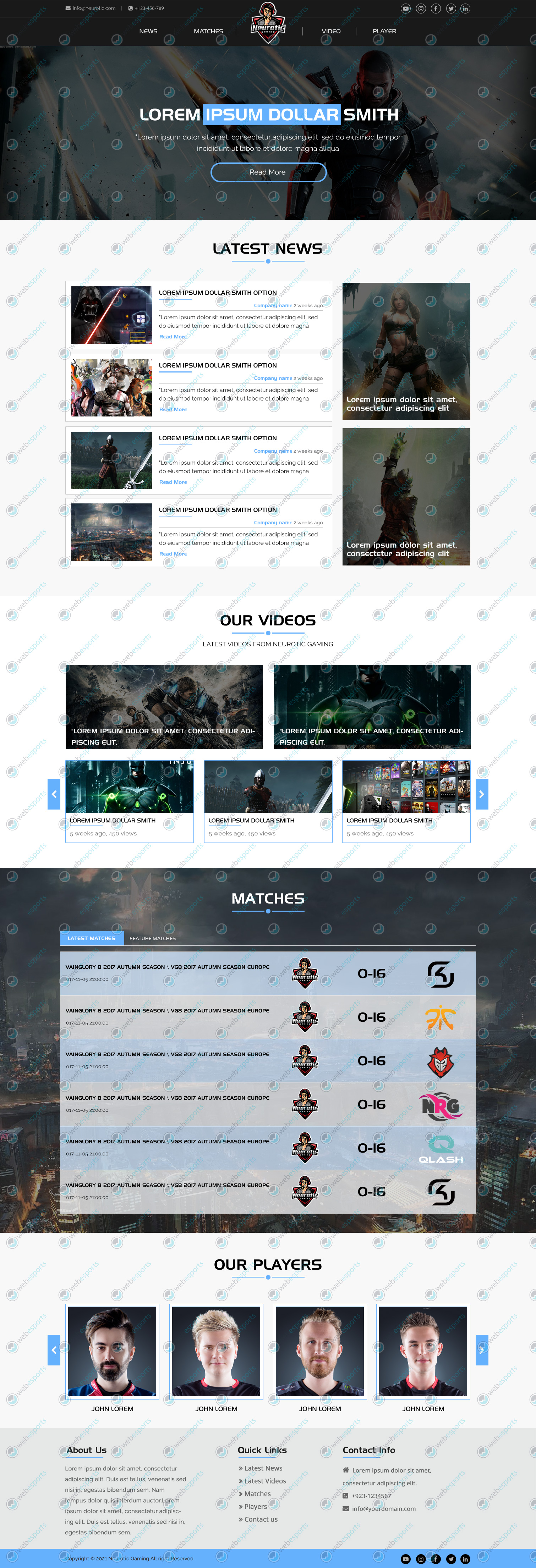 Hero Gaming weboldal grafikai terv